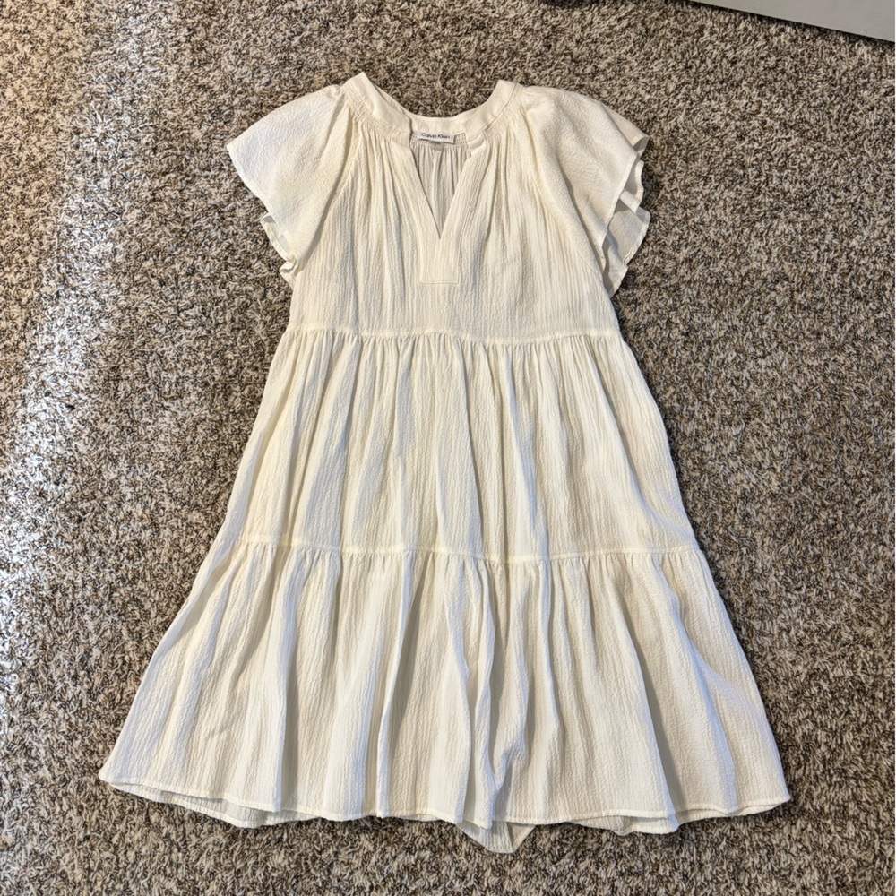 Calvin Klein V Neck Dress White - 8